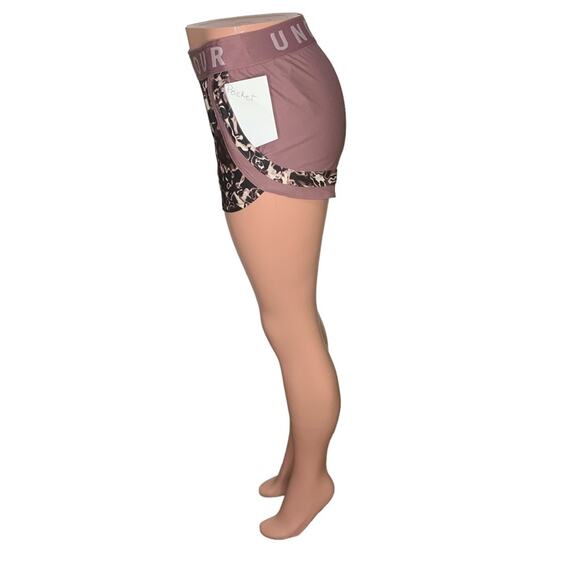 Under Armour Loose Running Shorts Size XS Dusty Pink and Black Abstract Print - Picture 8 of 12